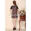 Custom Summer Ladies Short Sleeve Embroidered Party Dress for Women